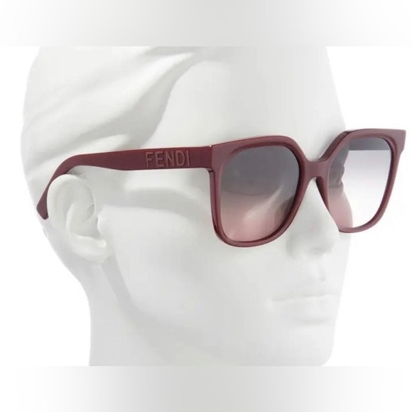 FENDI FE40007I Sunglasses Burgundy Embossed Temples Gradient 2 tone lenses New - Picture 6 of 16